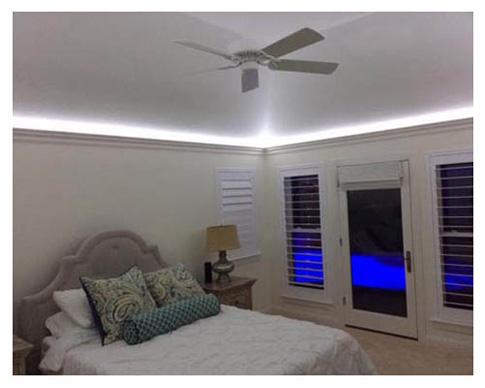 LED strip lighting in bedroom