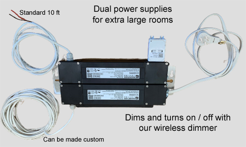 LED lighting with 24 volt 2 power suppies with wireless dimmer