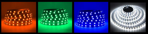 LED light strips red, green, blue, white colors